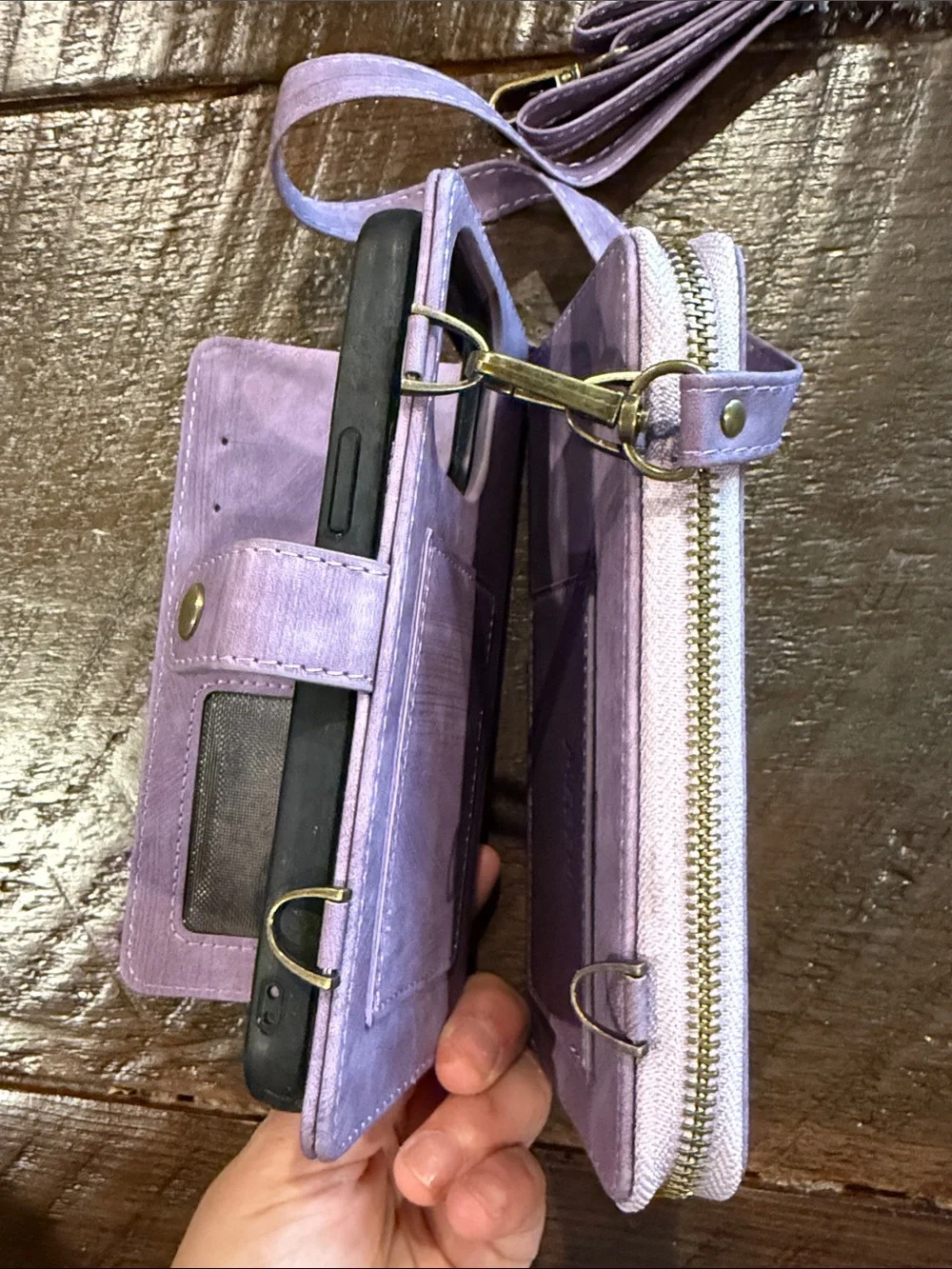 Lavender Crossbody Wallet Phone Case with Detachable Strap